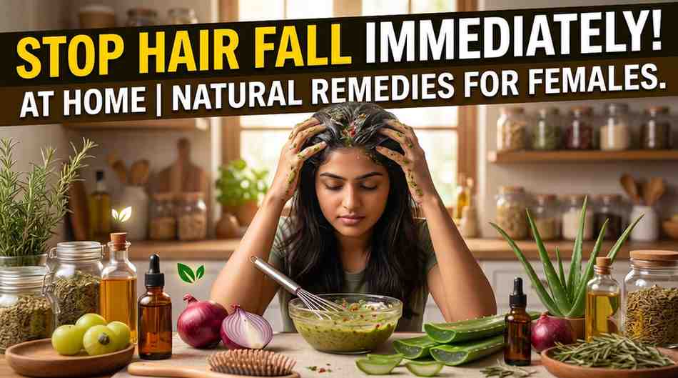 HOW TO STOP HAIR FALL IMMEDIATELY AT HOME FOR FEMALES.