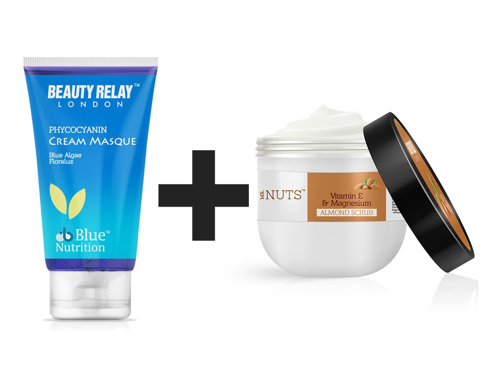 Blue Nutrition Cream Masque and Mr Nuts Vitamin-E Magnesium Almond Scrub
