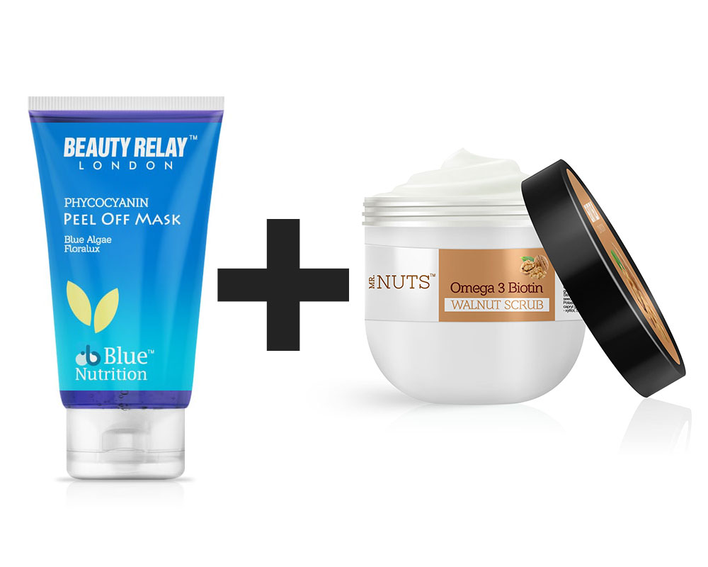 Blue Nutrition Peel off Masque and Mr Nuts Omega 3 Biotin Walnut Scrub