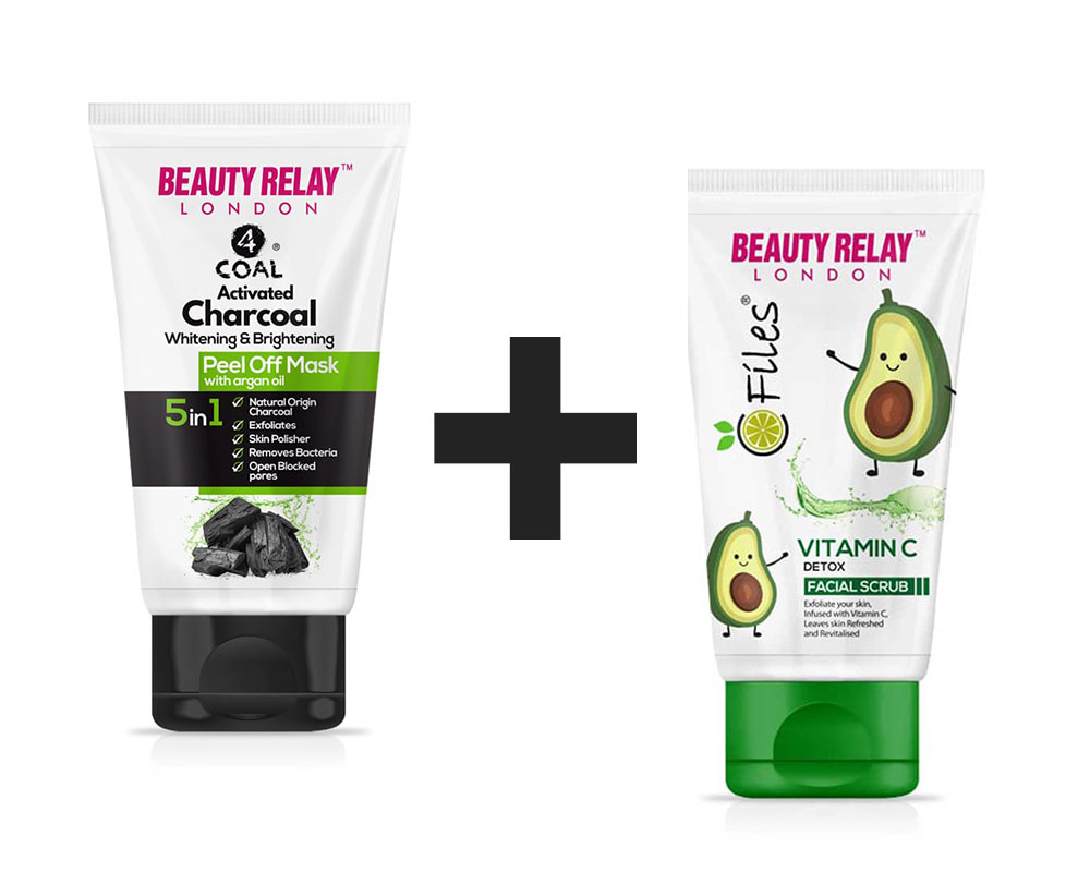 Activated Charcoal Peel off Mask AND Vitamin C Facial Scrub