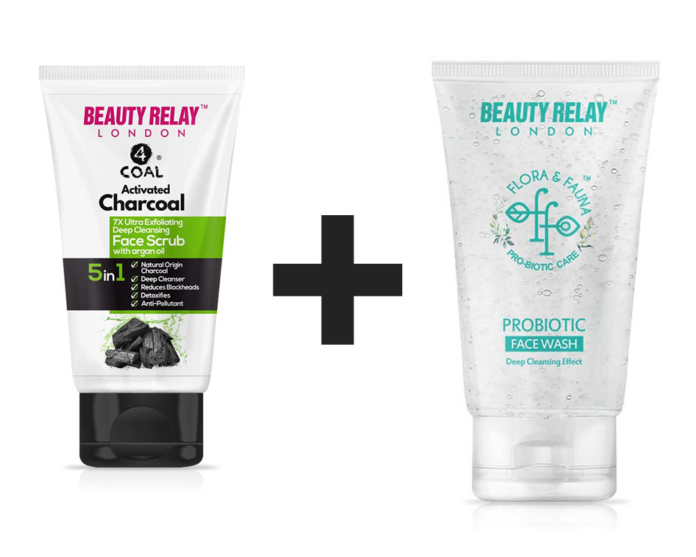 Activated Charcoal Face Scrub AND Probiotic Face Wash