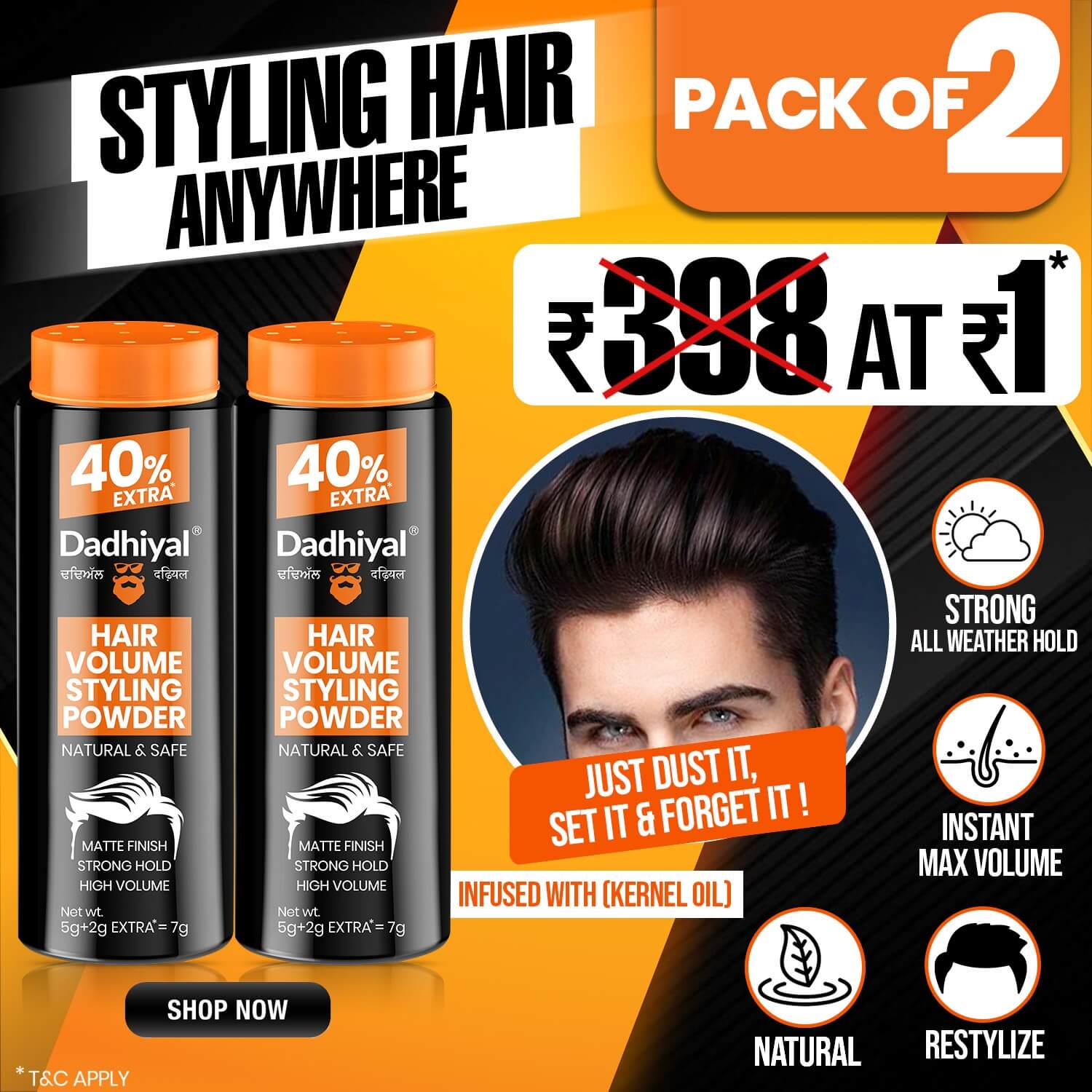 Hair Volume Styling Powder Pack Of 2 At Rs-1