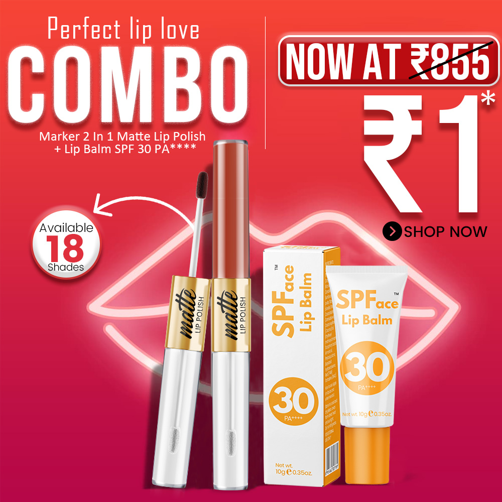 2 In 1 Matte Lip Polish + Lip Balm SPF 30 PA **** - Lip love Combo At Rs - 1