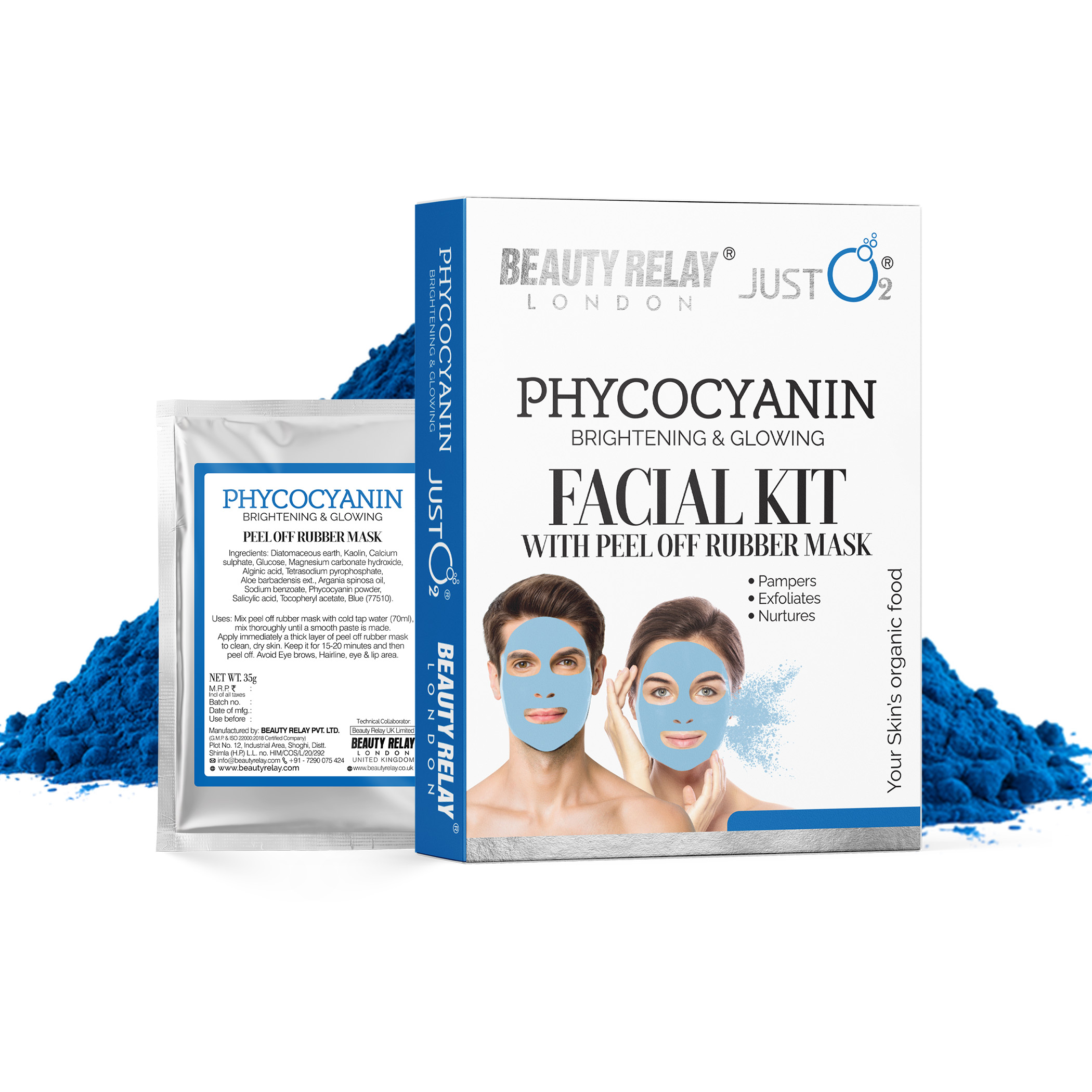 Phycocyanin Facial Kit with Peel-off Rubber Mask - 59g